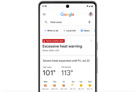 google search heat warning